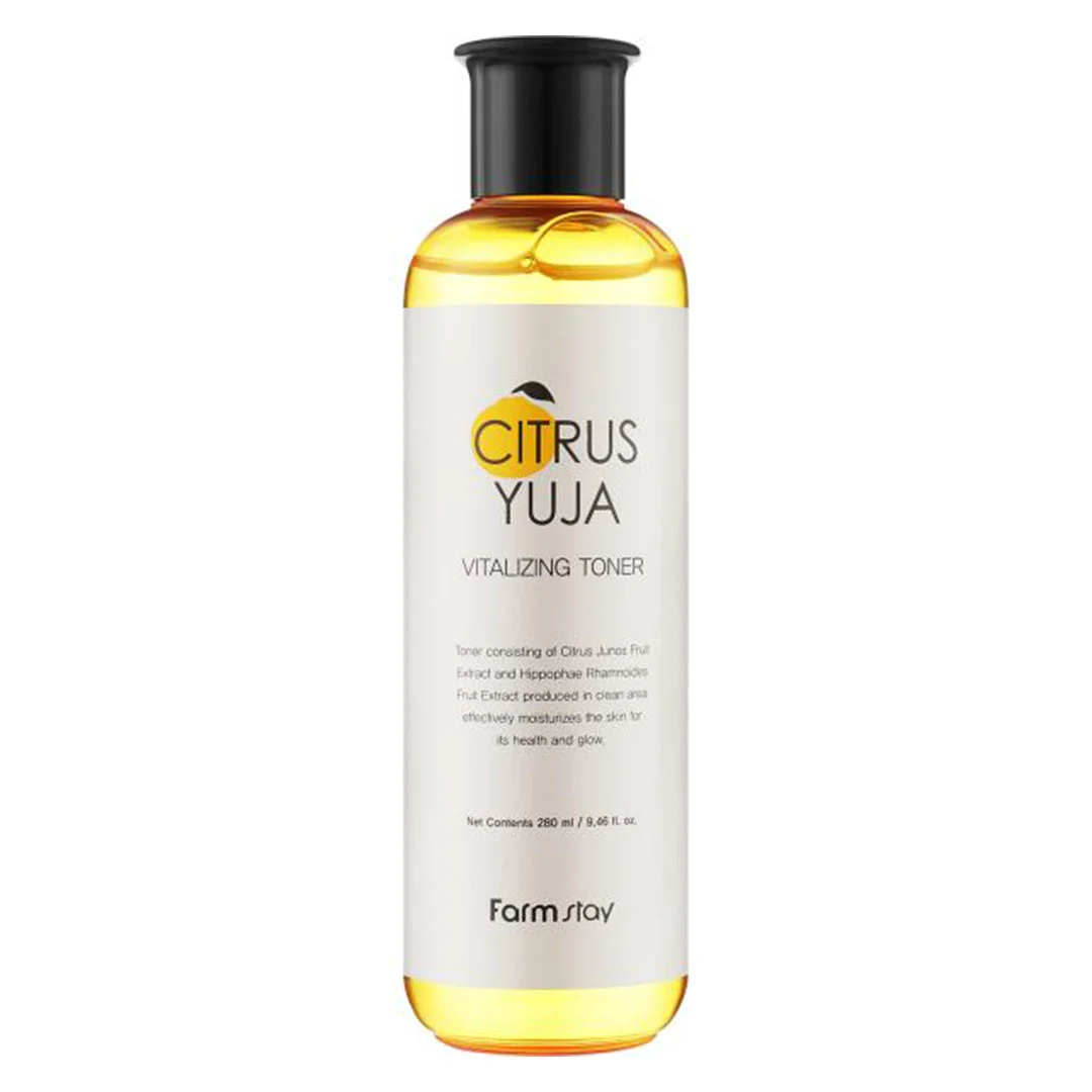 تونر حیات بخش یوجا فارم استی Farm Stay Citrus Yuja Toner 280ml تونر حیات بخش روشن کننده یوجا فارم استی Farm Stay Citrus Yuja Toner 280ml