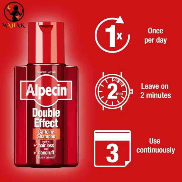 شامپو ضد شوره و ریزش مو دابل افکت آلپسین Alpecin Double Effect Caffeine Shampoo - تصویر 2