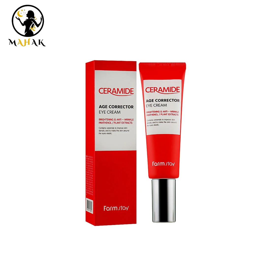 کرم-دور-چشم-جوانساز-و-ضد-تیرگی-فارم-استی-Farm-Stay-Ceramide-Age-Corrector-Eye-cream کرم ضد چروک و روشن کننده سرامید دور چشم فارم استی CERAMIDE FARMSTAY