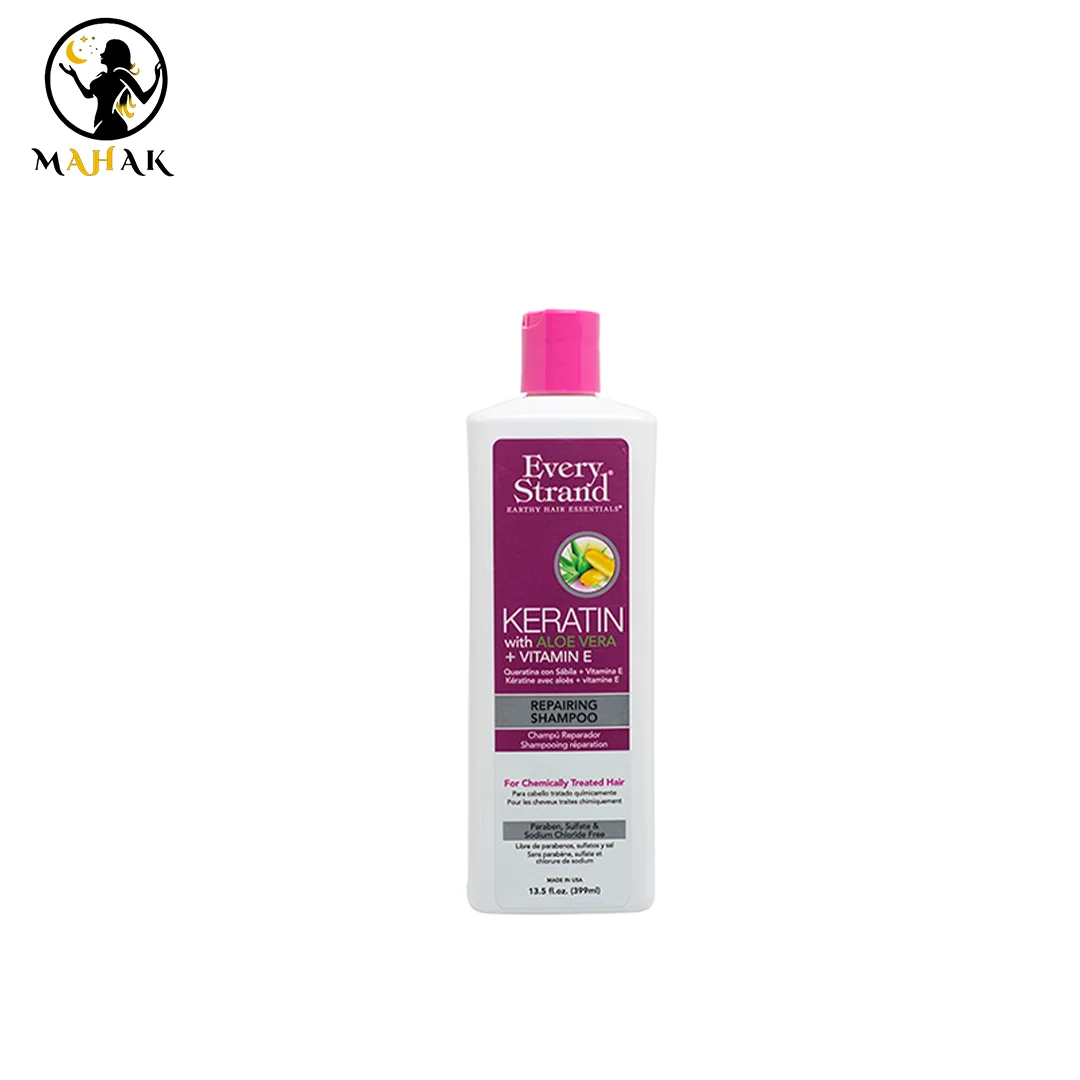 ES-Keratin-Shampoo شامپو ترمیم کننده کراتین و آلوئه ورا اوری استرند Every Strand Keratin Aloe Vera Repairing Shampoo