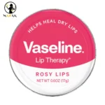 بالم لب صورتی کاسه ای فلزی وازلین vaseline مدل رز rosy lips