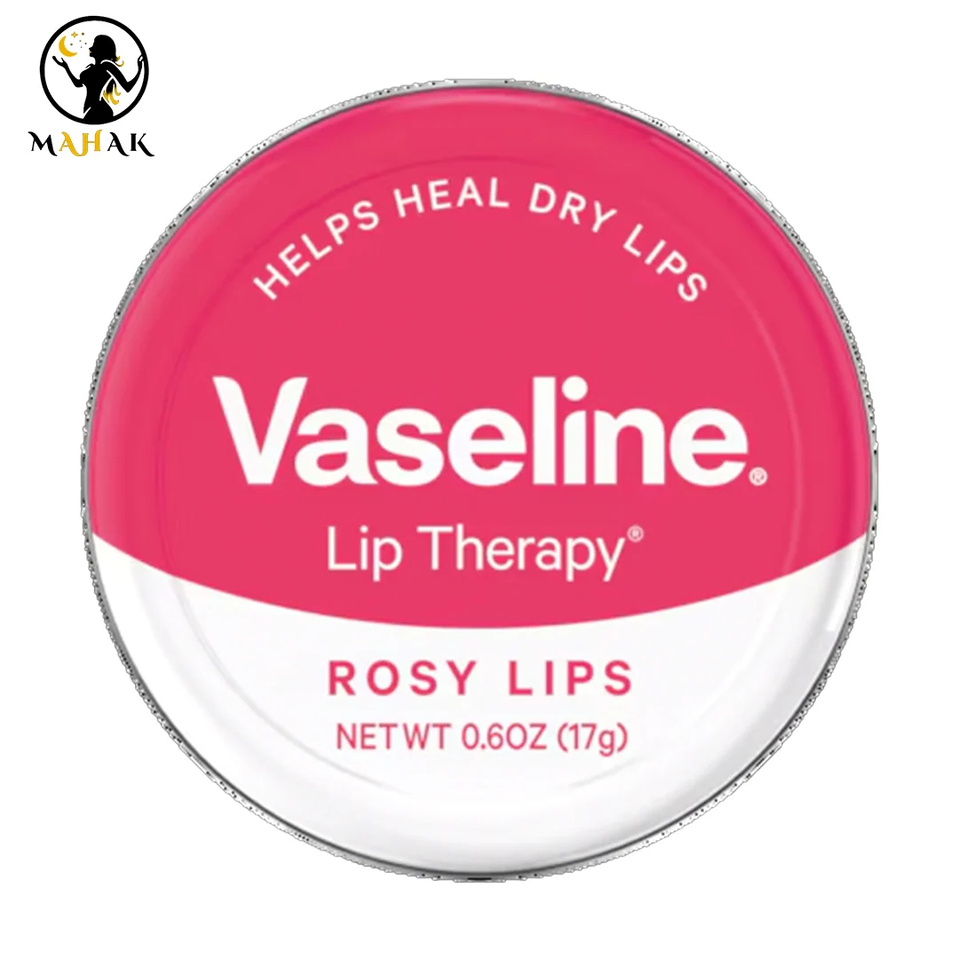بالم لب صورتی کاسه ای فلزی وازلین vaseline مدل رز rosy lips بالم لب صورتی کاسه ای فلزی وازلین vaseline مدل رز rosy lips