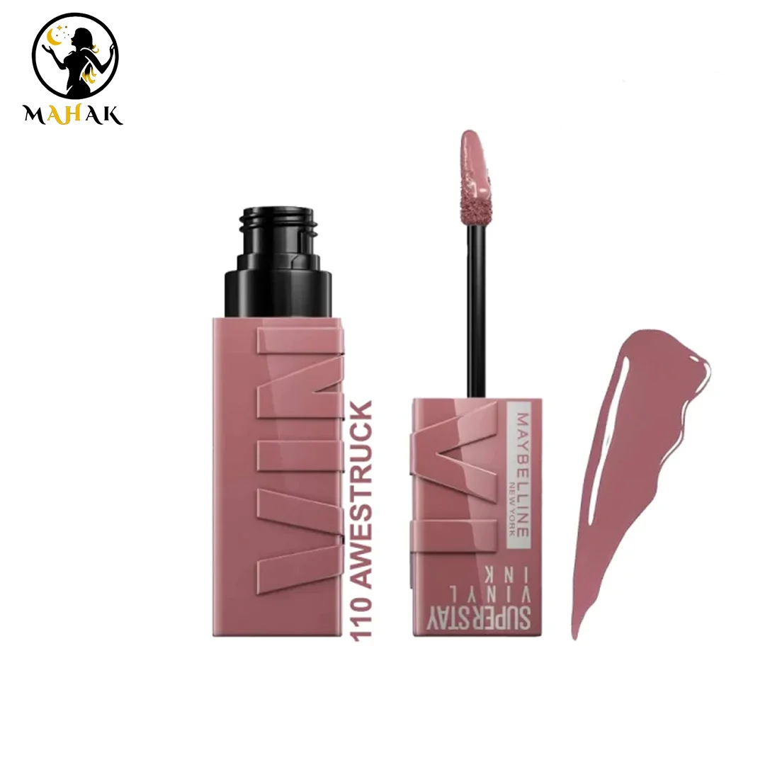 رژ لب مایع براق میبلین سوپر استی مدل VINYL INK شماره 110 رنگ AWESTRUCK