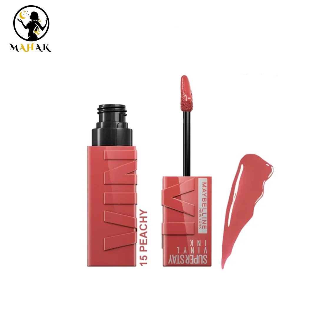رژ لب مایع براق میبلین سوپر استی مدل VINYL INK شماره 15 رنگ PEACHY رژ لب مایع براق میبلین سوپر استی مدل VINYL INK شماره 15 رنگ PEACHY - تصویر 1